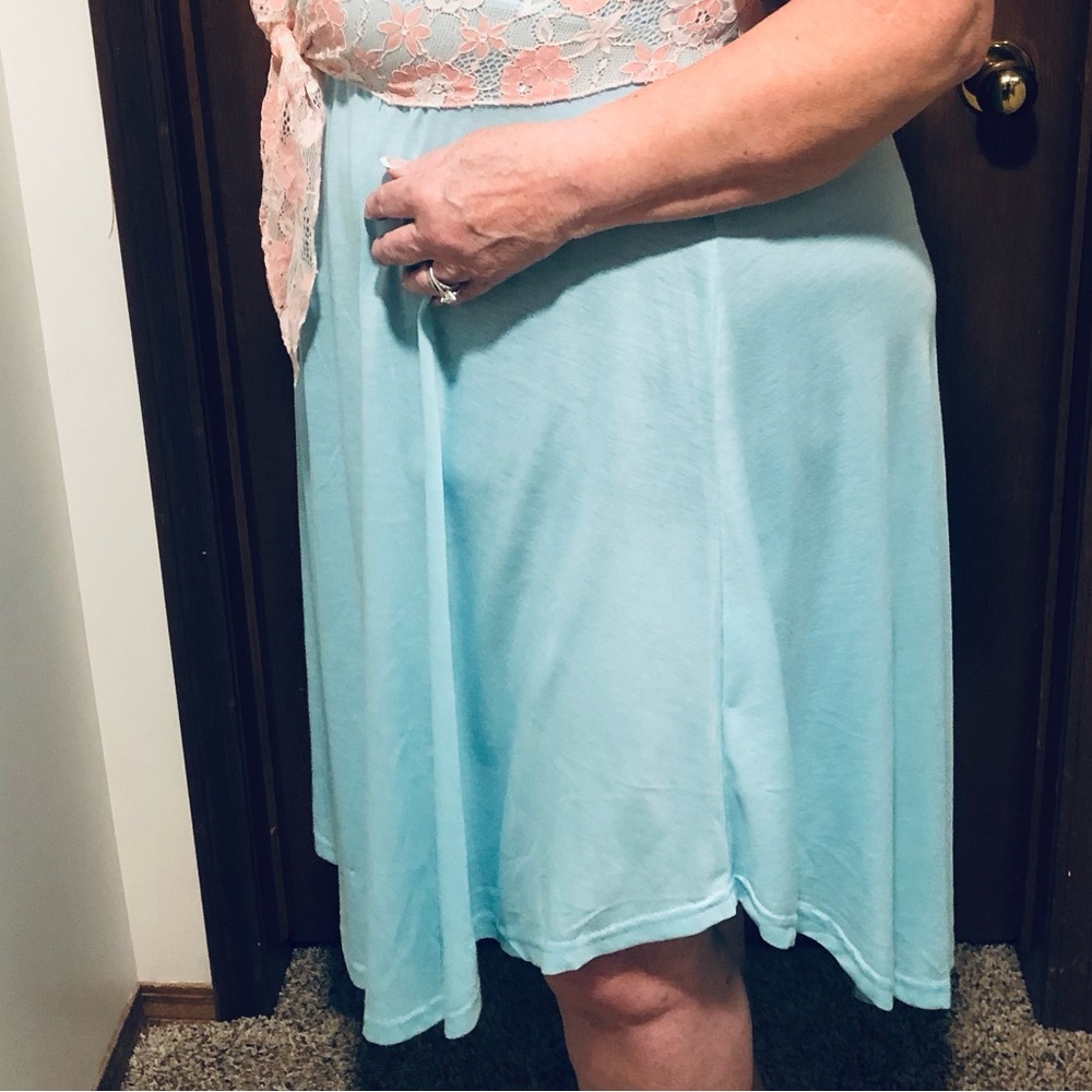 Rosegal Plus Size 3X(fits1X) 2 piece, Mint Dress Peach Lace Tie Crop, Maternity - Picture 7 of 16